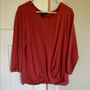 Alyx Burnt Orange Ruched 3/4 Sleeve Blouse